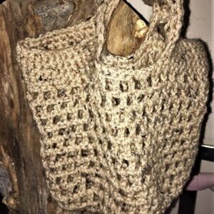 Handmade Crocheted Handbag,  Modest Style, Vented Beach Bag, Khaki